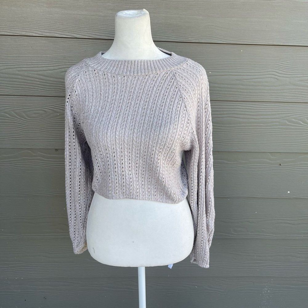 Zara mauve/cream crop sweater top Med
